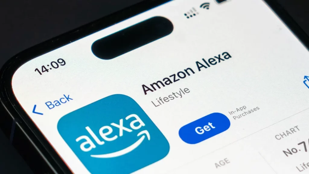 Phone displaying the Amazon Alexa app.