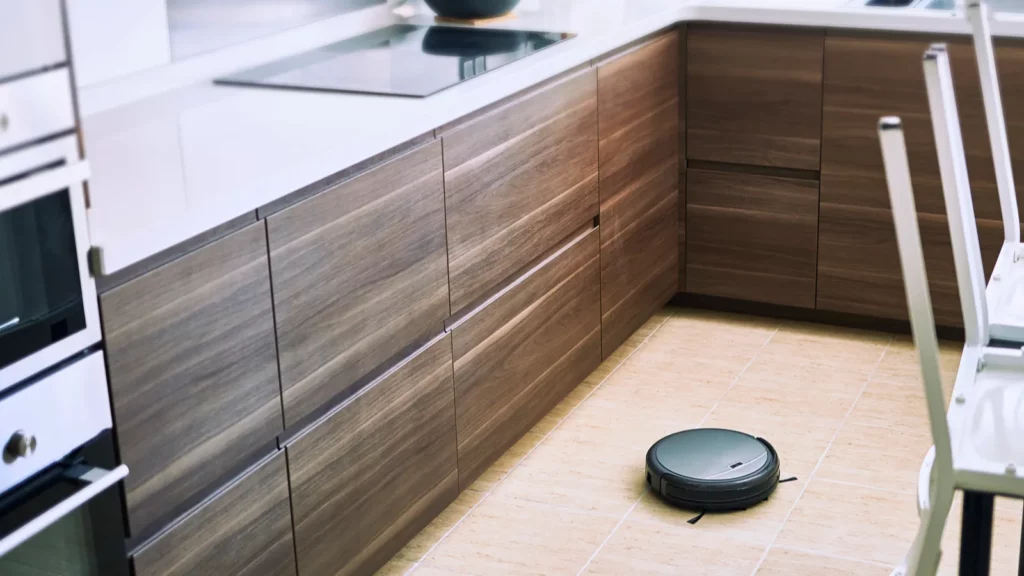 Robotic vacuum cleaner on the floor