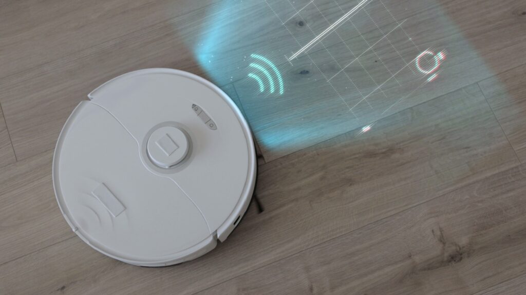 Vaccum cleaner detecting floor in front of it