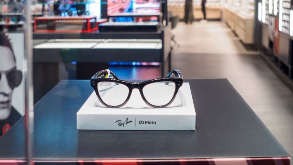 Stylish Rayban smart glasses displayed at exhibition