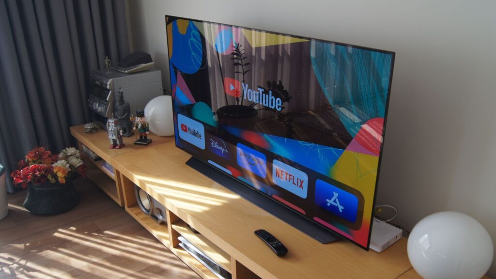 Smart TV with streaming apps.