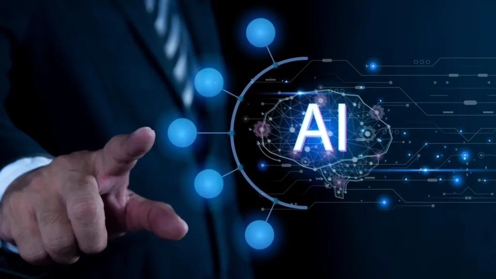 A man giving concept of Artificial intelligence.