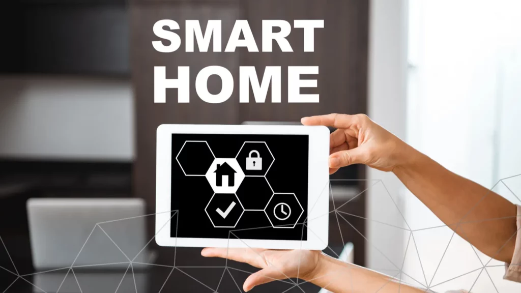 A man giving concept of smart home.