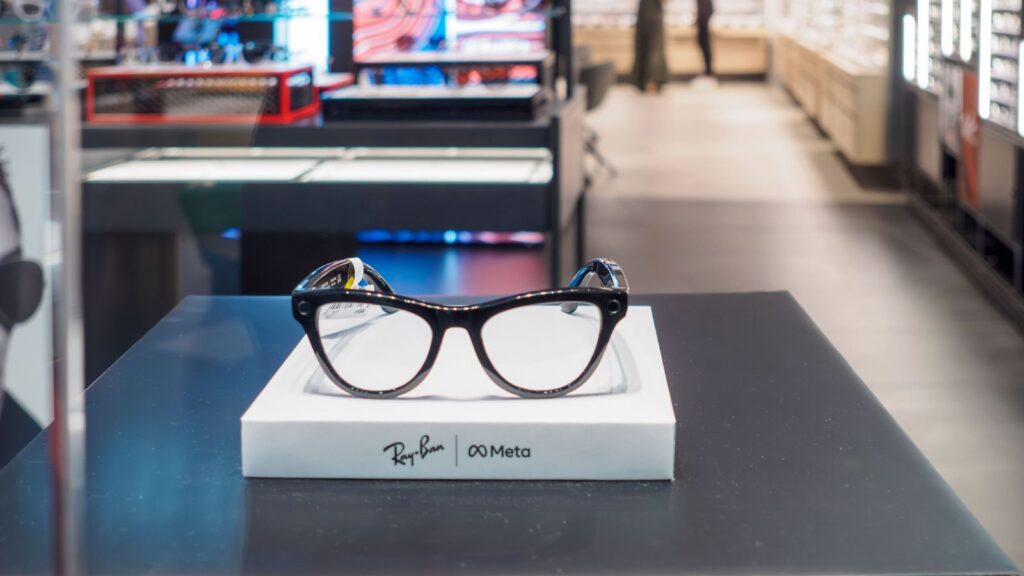 Stylish Rayban smart glasses displayed at exhibition