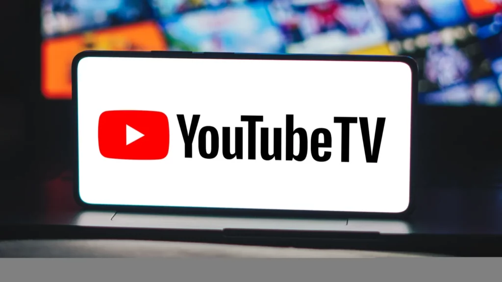 A YouTube TV logo displayed on smartphone.