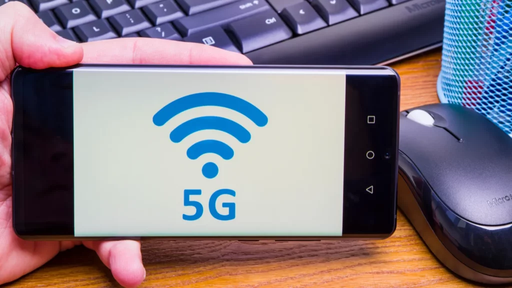 A 5G signal displayed on smart phone.