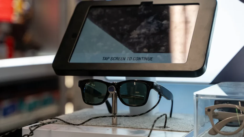 Rayban smart glasses displayed at exhibition.