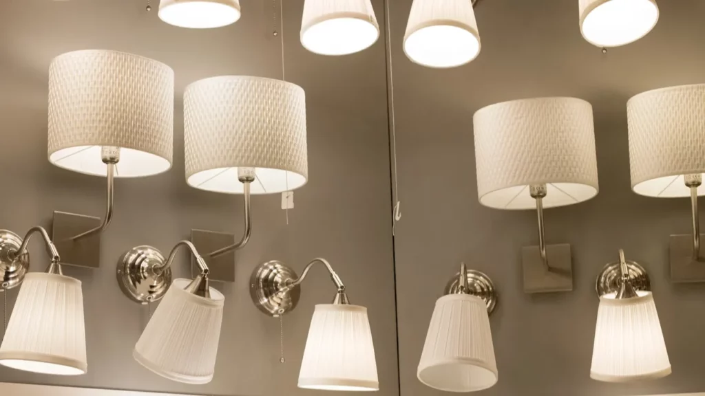 IKEA smart wall lights with white shades
