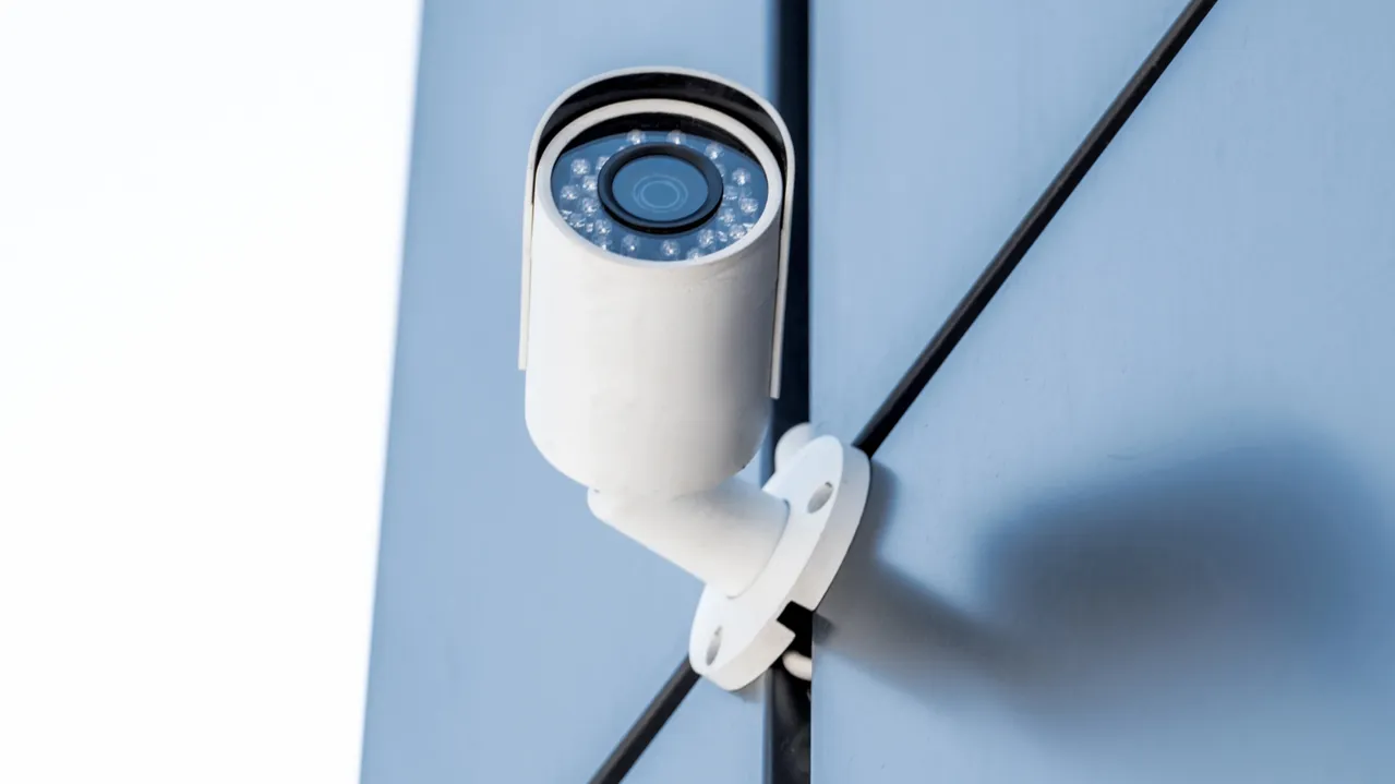 security camera on wall