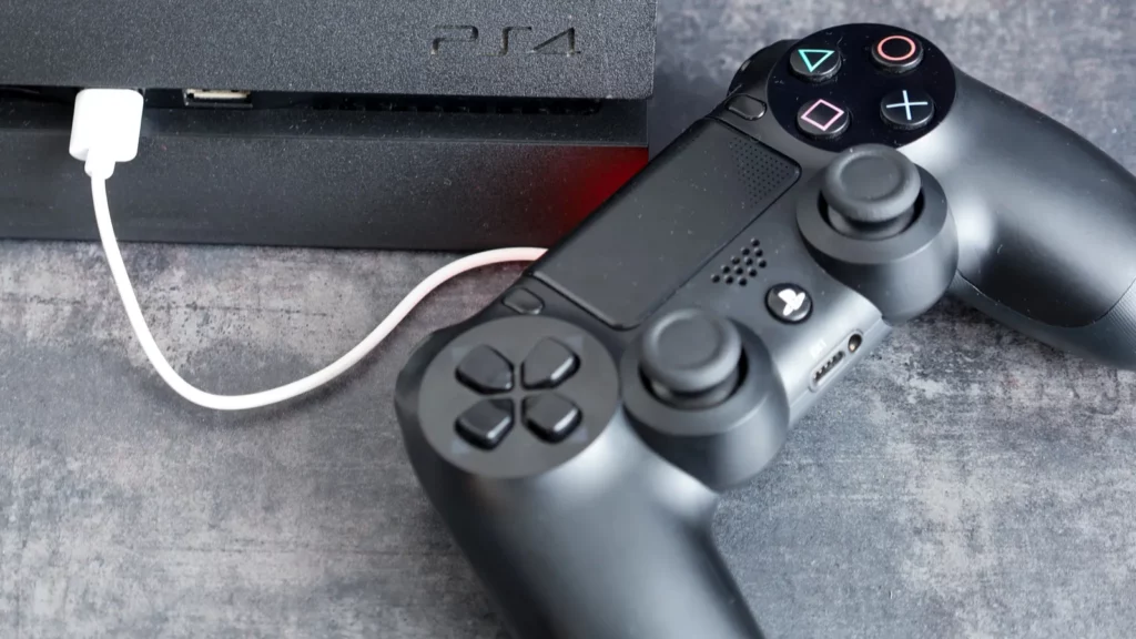 Close up image of Play Station controller.