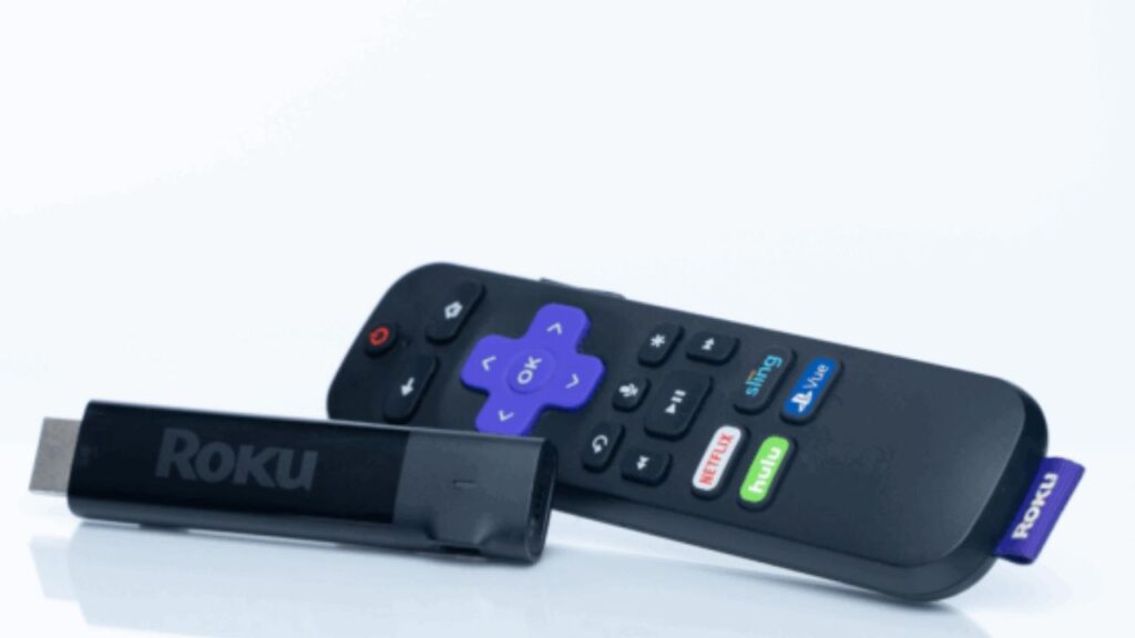 Roku nuotolinio valdymo pultas ir transliacijos lazda.