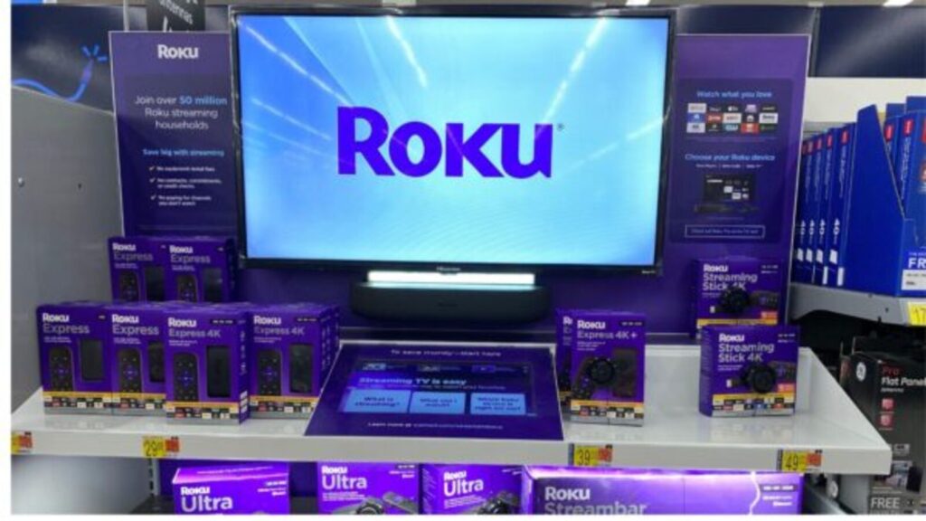Roku display with models and TV screen.
