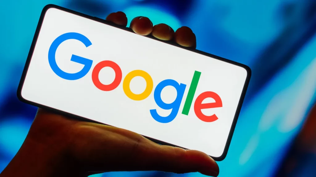 Google logo on a phone.