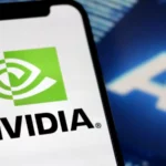 Photo illustrationthe logo of nvidiais displayed on a phone.