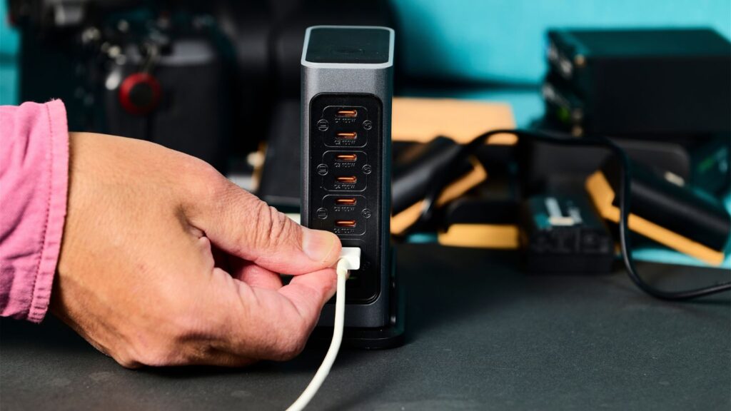 Battery charger. Multi-battery charger with multiple USB ports.