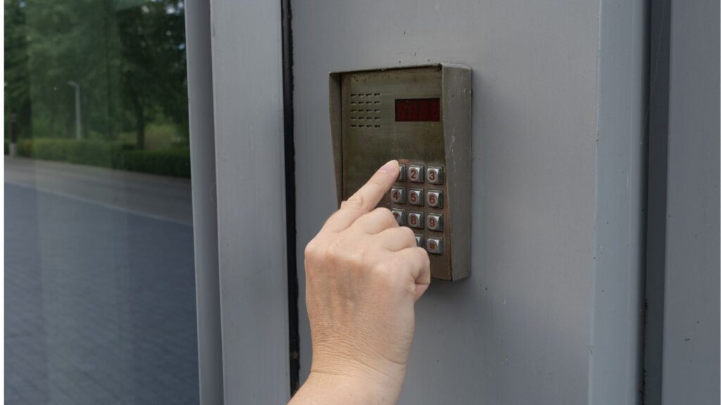 Person using keypad.